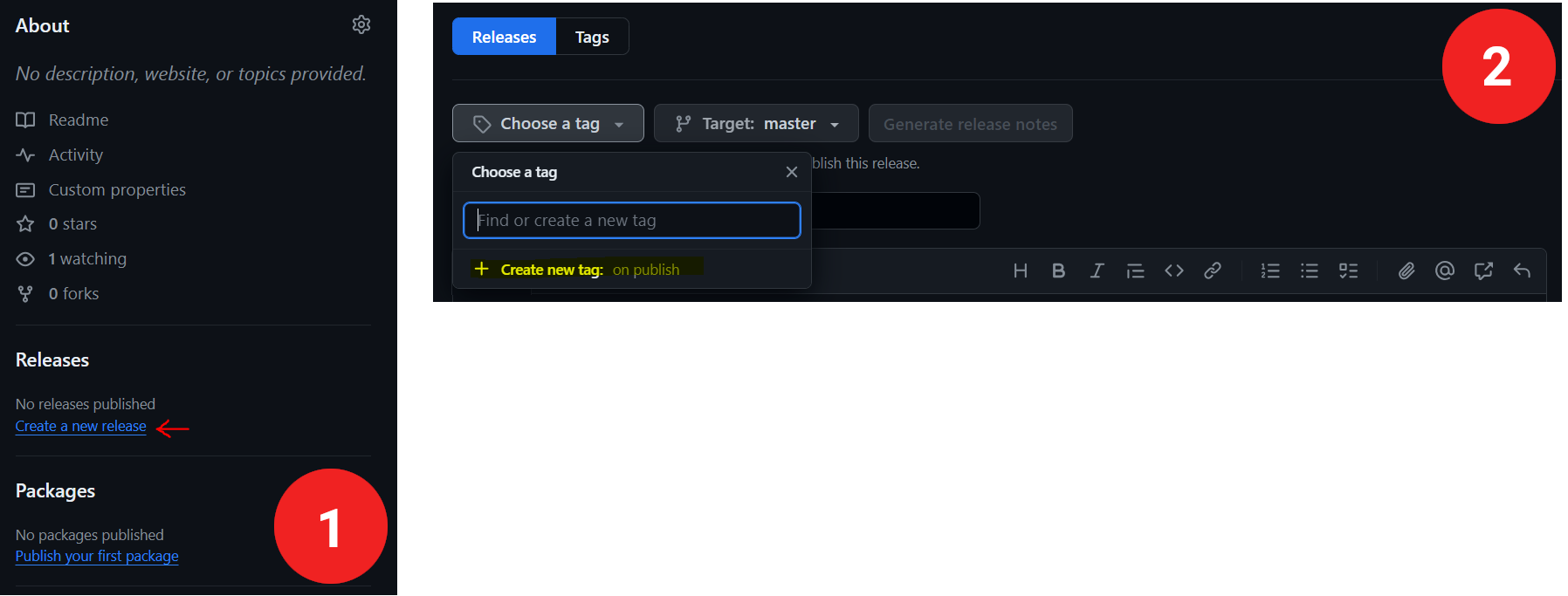 tagear en github